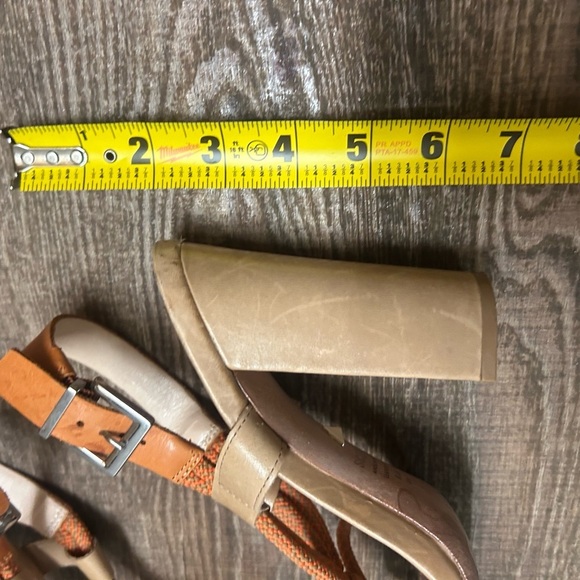 SCHUTZ 8.5 (Anthropologie) EUC GUC Orange utility rope Tan Block Heel Sandals - Picture 6 of 15